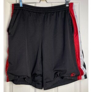 Starter Mens Athletic Mesh Shorts Black Red White Striped Size Large SR0207-366M